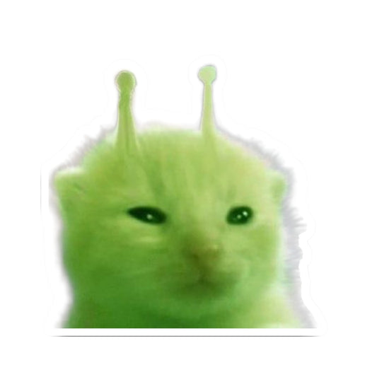 Cute glorp sticker!! :) [ Funny Alien Cat Kiss-Cut Stickers, Cute Cat Decals for Laptops, Water Bottles, Journal, Gift for Cat Lovers, Home Decor ] Twitch chat meme
