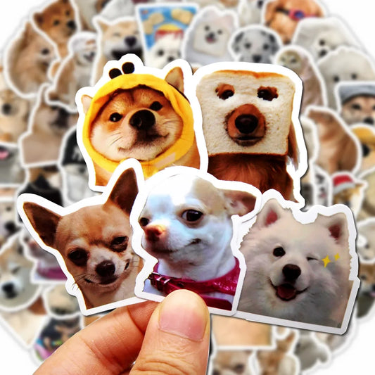 bulk funny/cute dog stickers :) [ 10/50/100pcs Funny Dog Stickers Cartoon Cute Decals Toy Stationery Guitar Phone Bicycle Laptop Luggage Car Kids Sticker ]