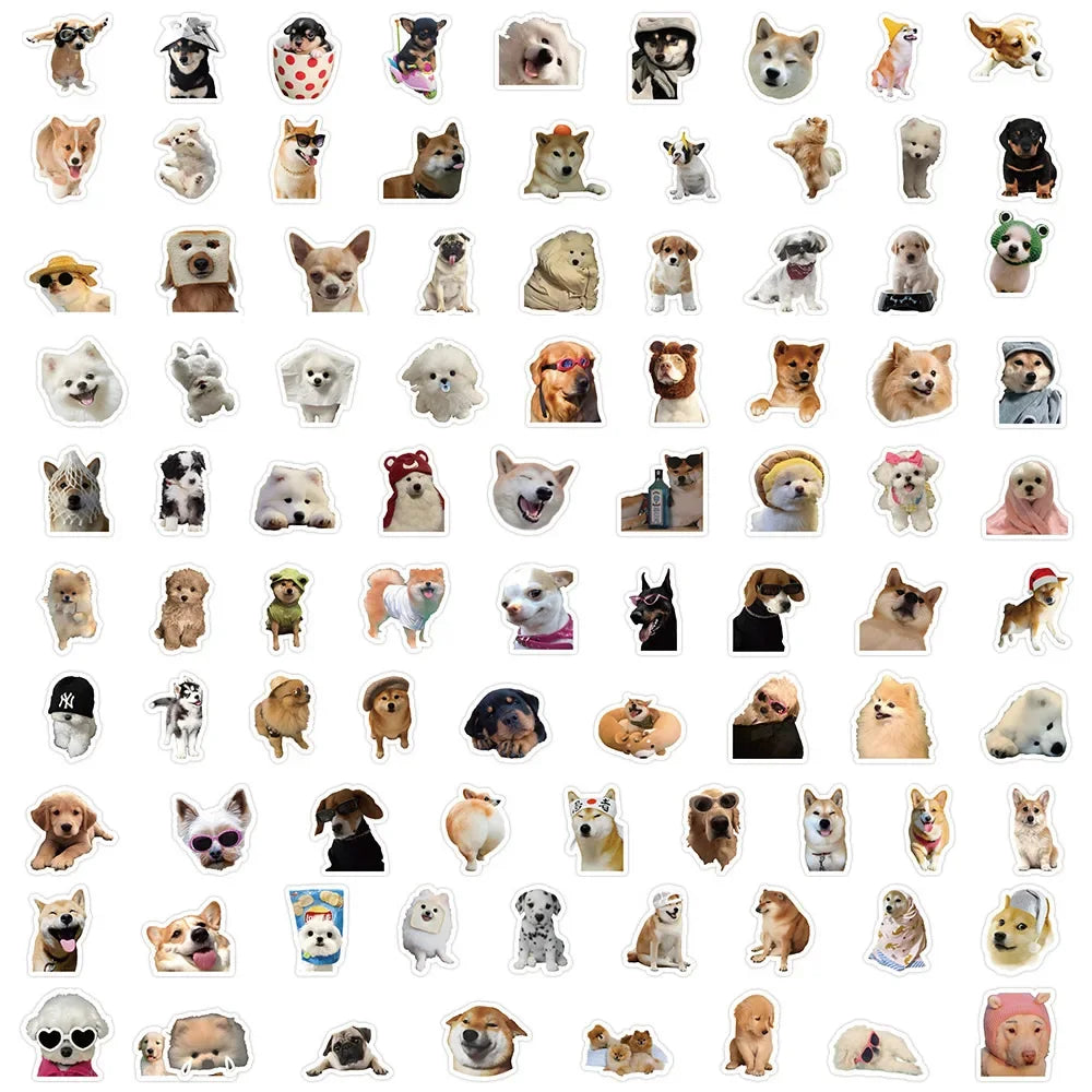 bulk funny/cute dog stickers :) [ 10/50/100pcs Funny Dog Stickers Cartoon Cute Decals Toy Stationery Guitar Phone Bicycle Laptop Luggage Car Kids Sticker ]