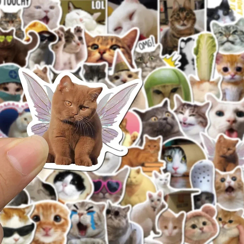 cute/funny bulk cat stickers :) [ 10/30/50PCS Kawaii Love Cat PVC Sticker Aesthetic Children's Decoration Scrapbooking Stationery School Supplies for Kids ]