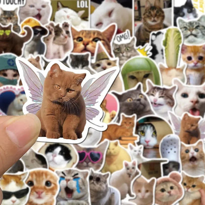 cute/funny bulk cat stickers :) [ 10/30/50PCS Kawaii Love Cat PVC Sticker Aesthetic Children's Decoration Scrapbooking Stationery School Supplies for Kids ]