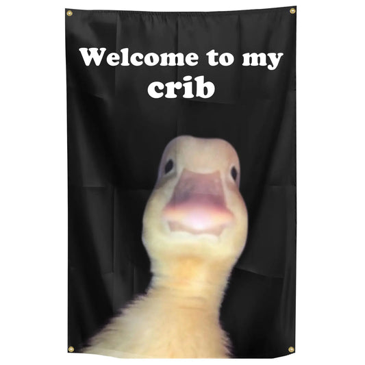 funny duck wall flag [ Welcome to My Crib Flag 2x3 Feet Funny Flags with 4 Shiny Brass Grommets for Tapestry Dorm Room Home College Decor ]
