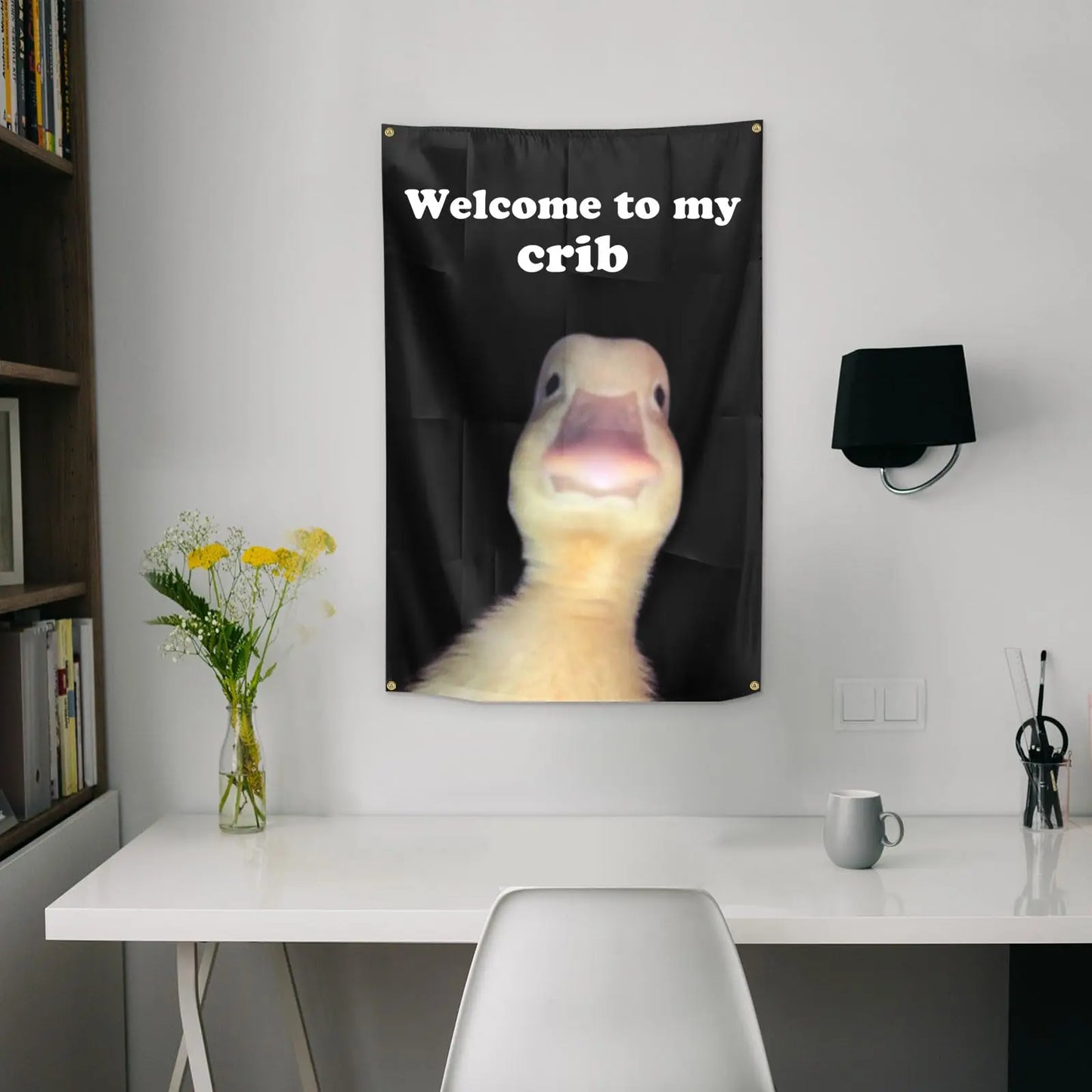 funny duck wall flag [ Welcome to My Crib Flag 2x3 Feet Funny Flags with 4 Shiny Brass Grommets for Tapestry Dorm Room Home College Decor ]