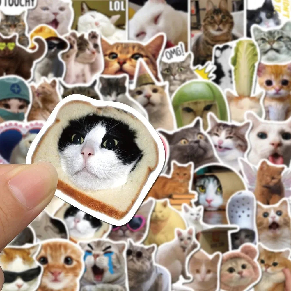 cute/funny bulk cat stickers :) [ 10/30/50PCS Kawaii Love Cat PVC Sticker Aesthetic Children's Decoration Scrapbooking Stationery School Supplies for Kids ]