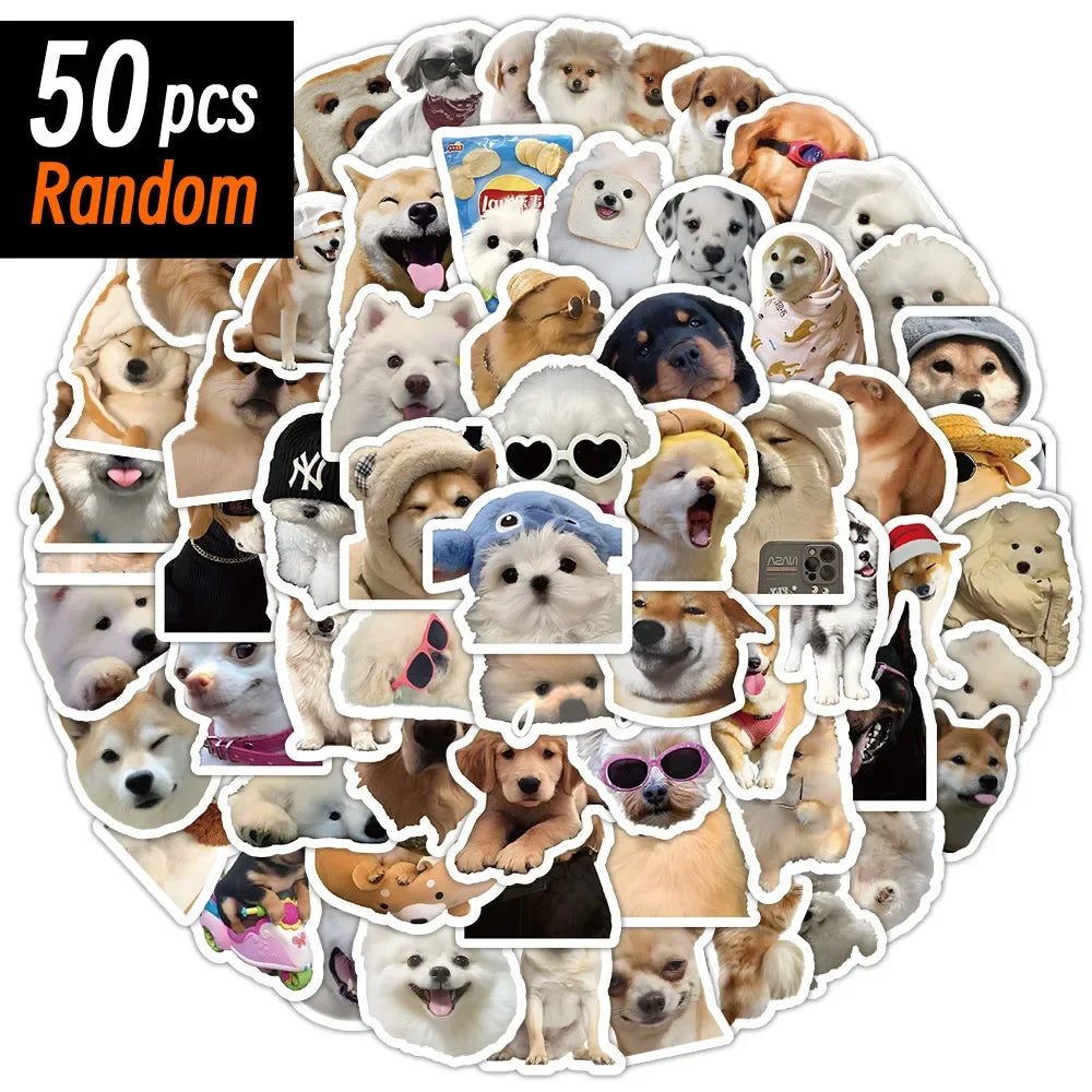bulk funny/cute dog stickers :) [ 10/50/100pcs Funny Dog Stickers Cartoon Cute Decals Toy Stationery Guitar Phone Bicycle Laptop Luggage Car Kids Sticker ]