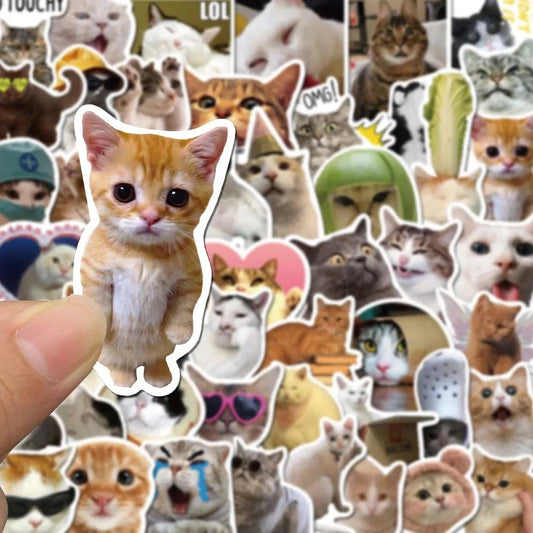 cute/funny bulk cat stickers :) [ 10/30/50PCS Kawaii Love Cat PVC Sticker Aesthetic Children's Decoration Scrapbooking Stationery School Supplies for Kids ]