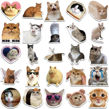 cute/funny bulk cat stickers :) [ 10/30/50PCS Kawaii Love Cat PVC Sticker Aesthetic Children's Decoration Scrapbooking Stationery School Supplies for Kids ]