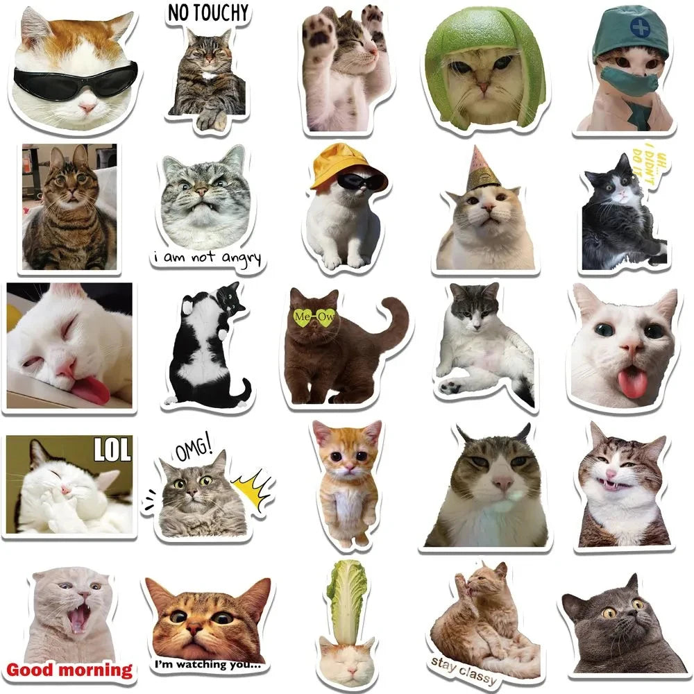 cute/funny bulk cat stickers :) [ 10/30/50PCS Kawaii Love Cat PVC Sticker Aesthetic Children's Decoration Scrapbooking Stationery School Supplies for Kids ]