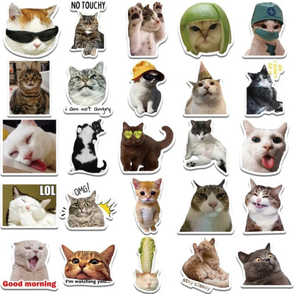 cute/funny bulk cat stickers :) [ 10/30/50PCS Kawaii Love Cat PVC Sticker Aesthetic Children's Decoration Scrapbooking Stationery School Supplies for Kids ]