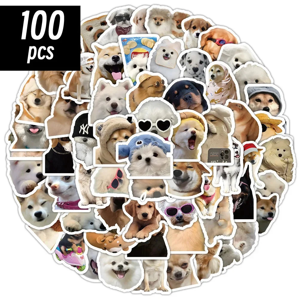 bulk funny/cute dog stickers :) [ 10/50/100pcs Funny Dog Stickers Cartoon Cute Decals Toy Stationery Guitar Phone Bicycle Laptop Luggage Car Kids Sticker ]