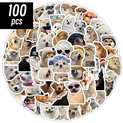 bulk funny/cute dog stickers :) [ 10/50/100pcs Funny Dog Stickers Cartoon Cute Decals Toy Stationery Guitar Phone Bicycle Laptop Luggage Car Kids Sticker ]